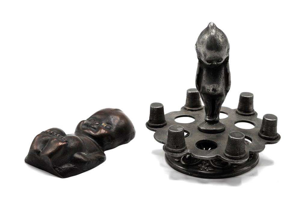 Antique Kewpie Thimble Stand & Paperweight (1 of 2)