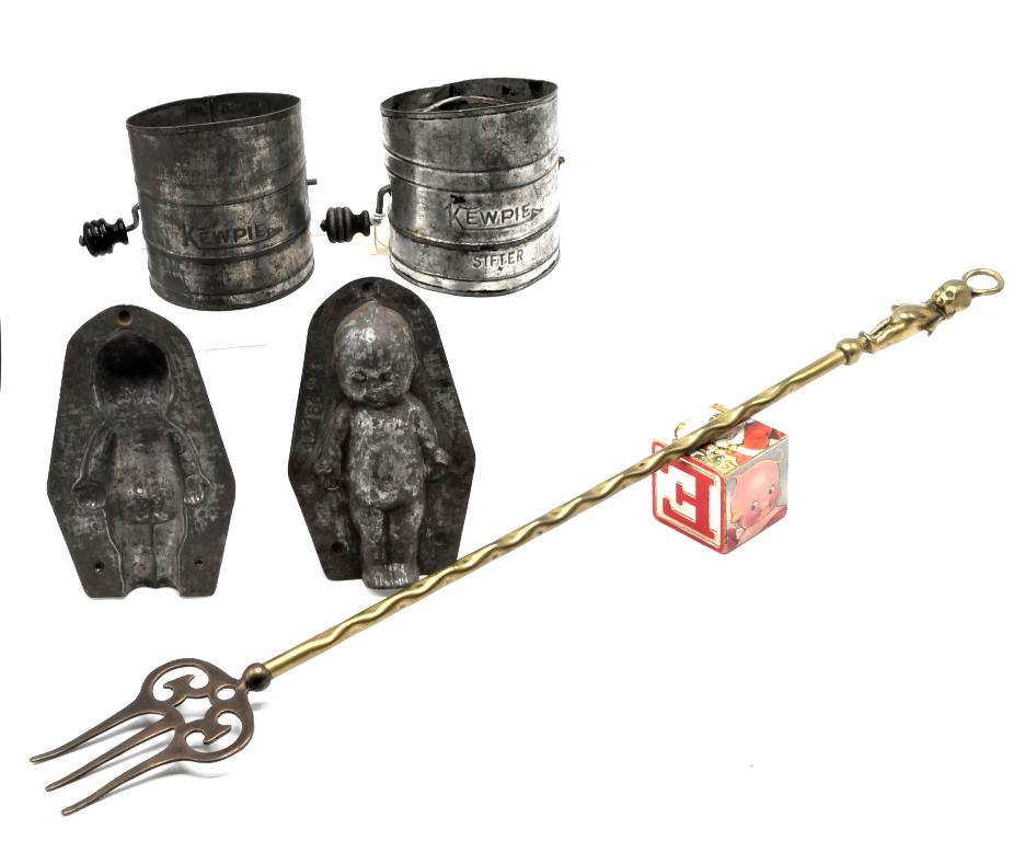 Antique Kewpie Mold, Sifters & Fork (1 of 1)