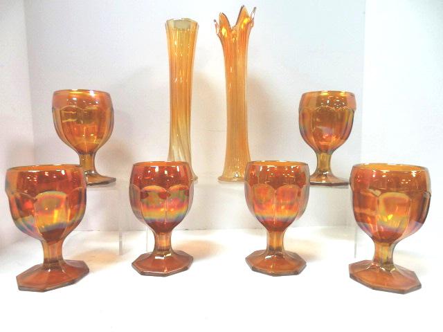 Misc. Carnival Glass Cups, Vases (1 of 6)