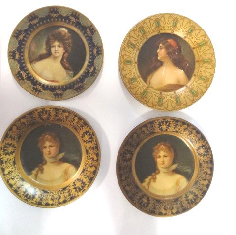 Four Early Tin Lady Plates (1 of 16)