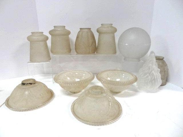 Vintage Frosted Shades: Ten Vintage Frosted Glass Shades 7" largest