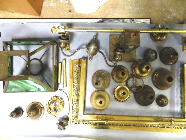 Brass Foot Rest and Vintage Lamp Parts Fire Place: Brass Lamp Parts, Fender, Brass Rest 35" L 10 "T