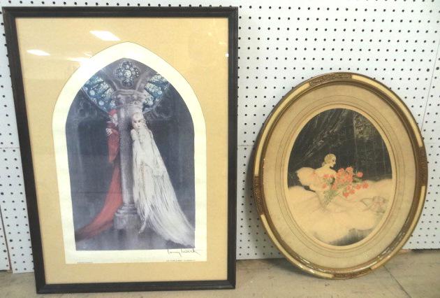 Contemporary I Cart and other: Message of the Roses Signed Allene Larnour 24" T 30 1/2" T 20 " W & Reproduction Icart