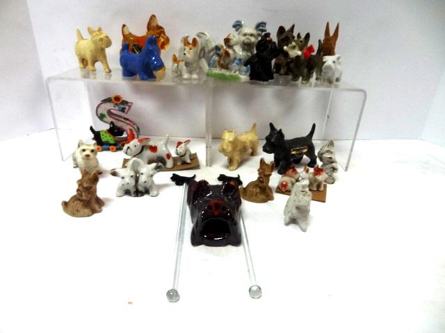 Scotty Dog Small Figures: Large Grouping of Scotty Dog Figures, all colors and all sizes largest 3"