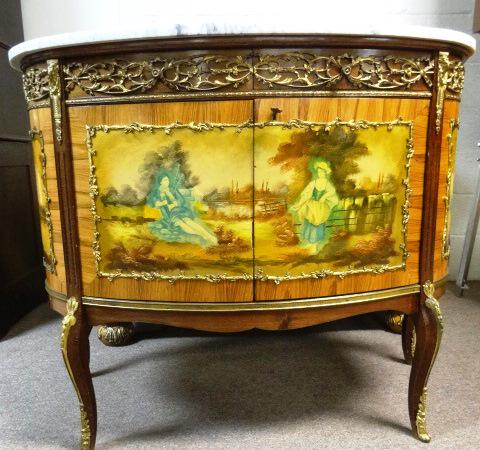 Louis 14th Half moon Demilune Cabinet Marble Top with (1 of 13)