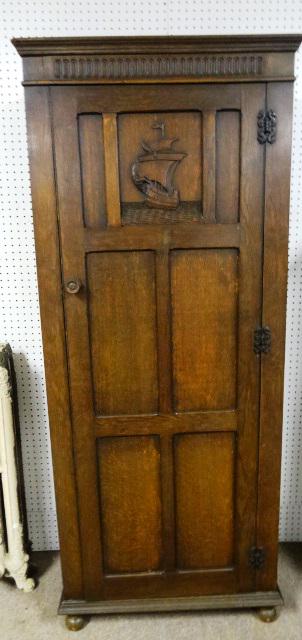Antique Oak Ship One Door Cabinet (1 of 6)