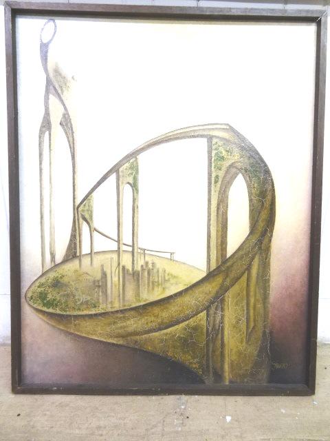 Elizabeth Munro Kapner Painting: 1965 Signed Painting on board 37" T 30"W Paririe Edgadner
