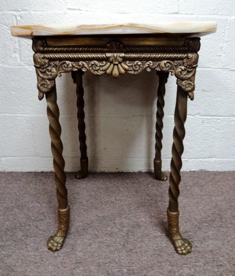 Fancy Antique Brass Marble Stand (1 of 6)