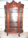 Fancy Oak Bowed Glass China Cabinet