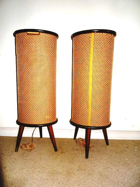 Pair of Mid-Century Speaker: Isophon Pair Mid-Century Speakers Wooden Speakers 30" tall