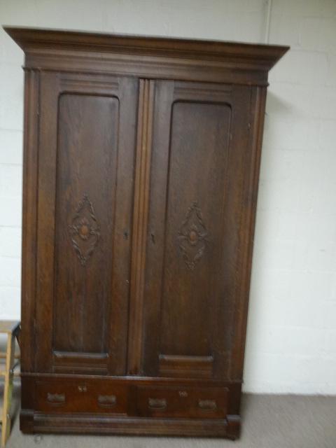 Antique Oak Wardrobe Two Doors (1 of 2)