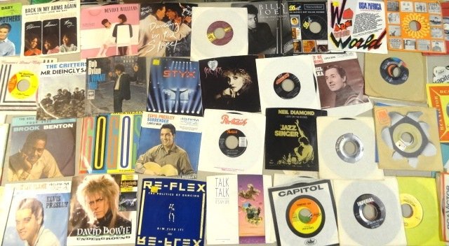 Large Group of 45 Records some with Original covers (1 of 15)