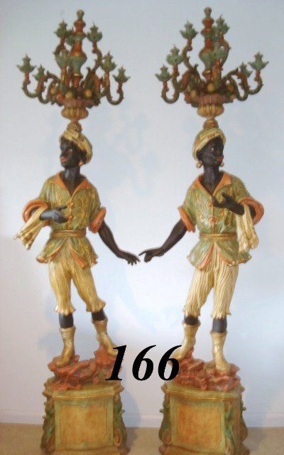 Pair Nubian life size Torcheres