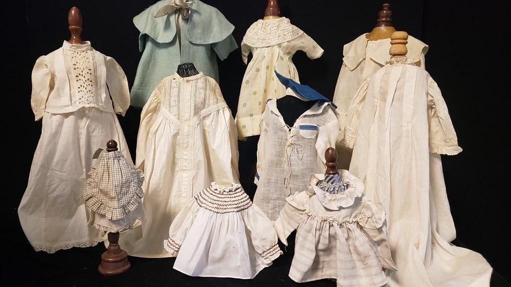 Doll Clothing Vintage Victorian: Large Group of very Fancy Victorian Doll Clothing