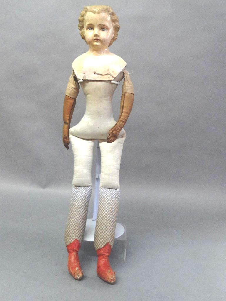 G.L. Superior Doll: 25" G.L Superior doll, comp doll, 185-1865 or pre-greener, pucker in new for #310 appears are original, face & shoulder shows wear