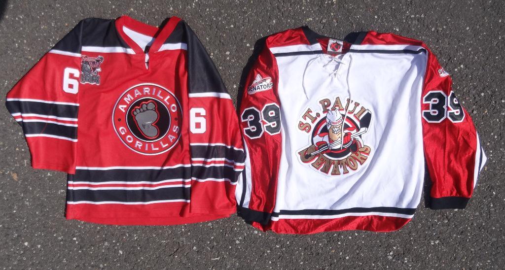 Two Jersey Hockey: 2 Hockey Jerseys St Paul Senators (39), Amarillo Gorillas (6)