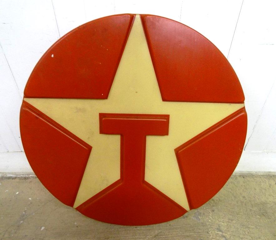 Texaco Sign: Plastic Texaco Sign 33" diameter