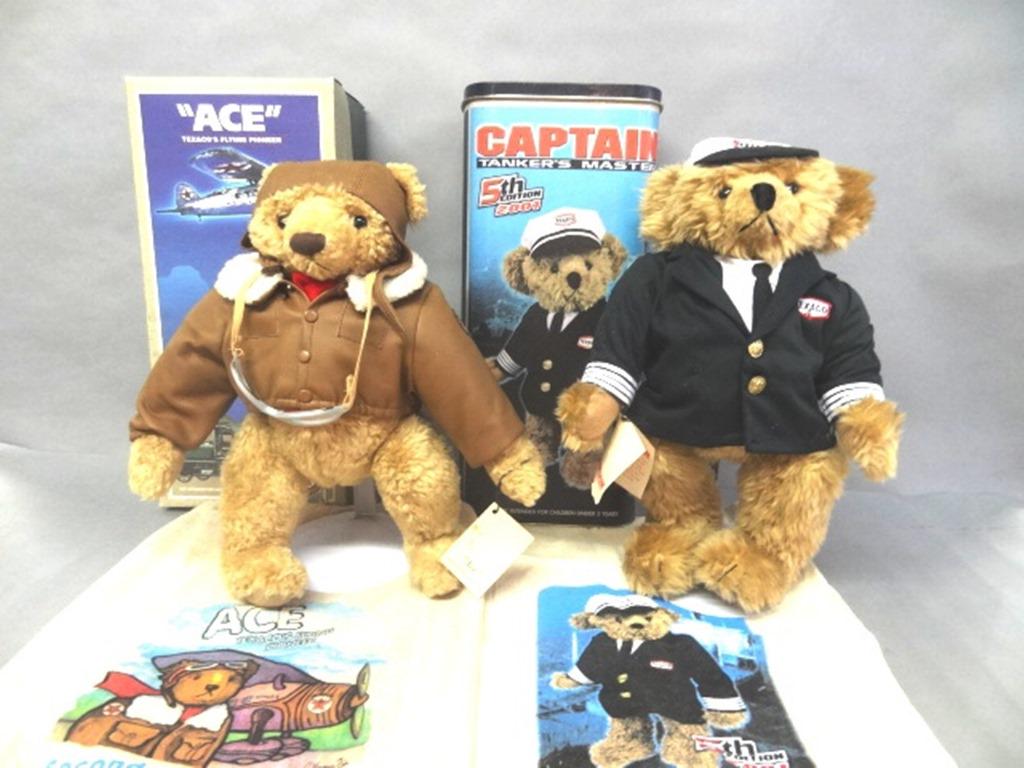 Texaco Bears in O/B: Ace Texaco Flying Pioneer 2nd edition 1998, Captain Tankers Master 5th edition 2001, Monkey Island bears & friends 18" x 8" x 6"
