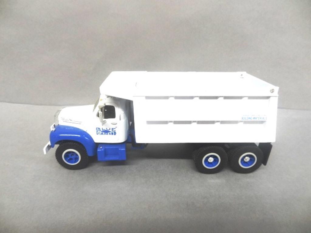 Die Cast Mack Truck: First Gear Blue Diamond 1960 B-61 Mack 10 wheel dump 9" x 4" x 4"