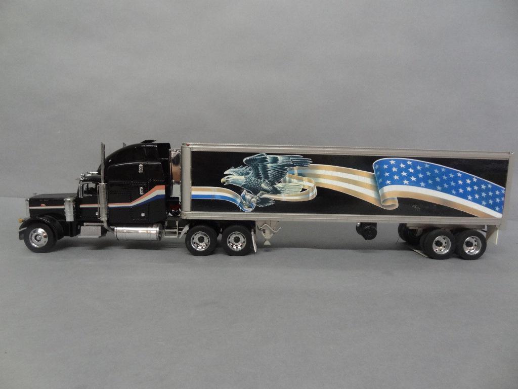Die Cast Peterbilt Tractor Trailer: Franklin Mint Peterbilt Tractor Trailer, has wheel off 22" x 4" x 5"