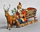 Antique Reindeer Candy Container & Santa Sleigh