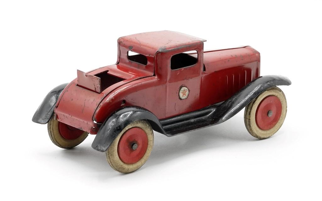 Antique Wyandotte Pressed Steel Coupe: Circa early 1930's Wyandotte pressed steel coupe with closing rumble seat, original rubber tires on wood rims, 8.5"L
