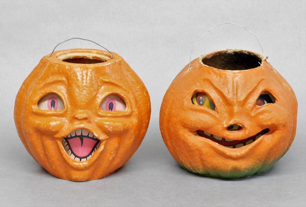 Two Antique Pumpkin Candy Containers (1 of 2)