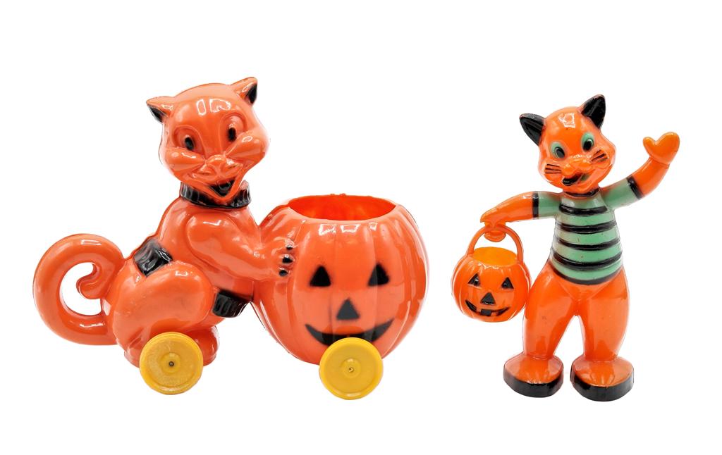 Two Vintage Cat Halloween Candy Containers (1 of 2)