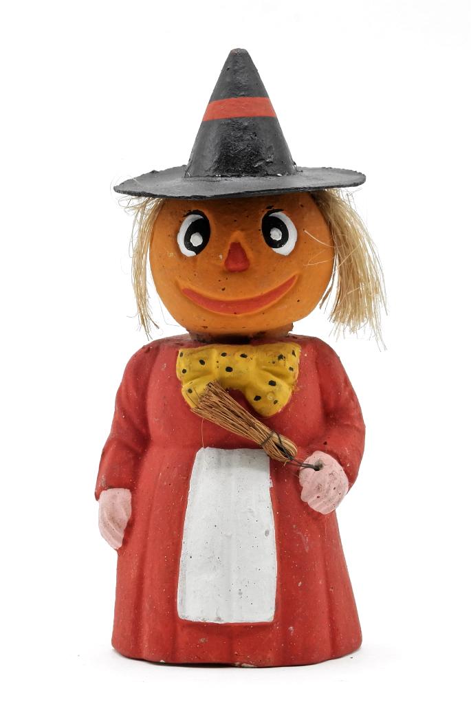 Antique Pumpkin Witch Candy Container (1 of 2)