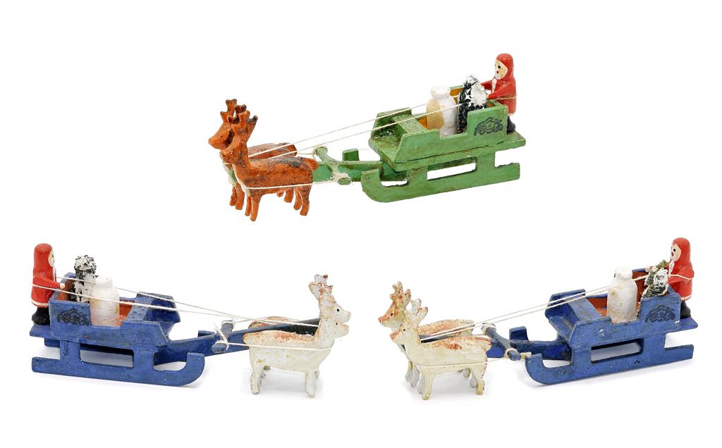 Three German Erzgebirge Christmas Sleighs (1 of 1)