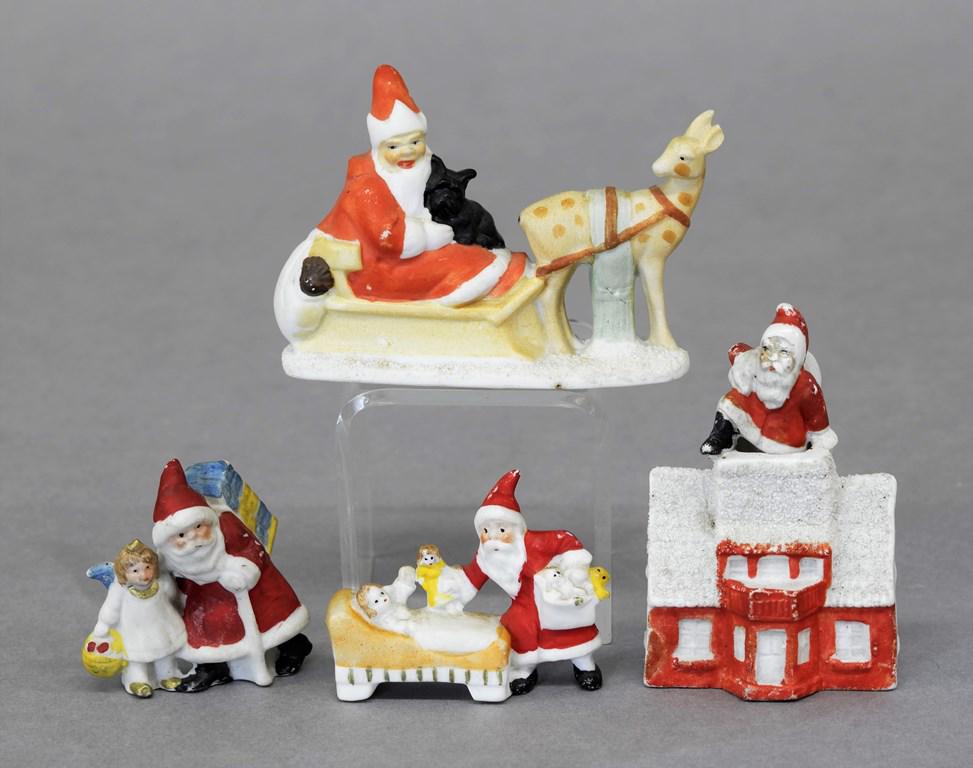 Four Antique Bisque German Santa Decorations (1 of 1)