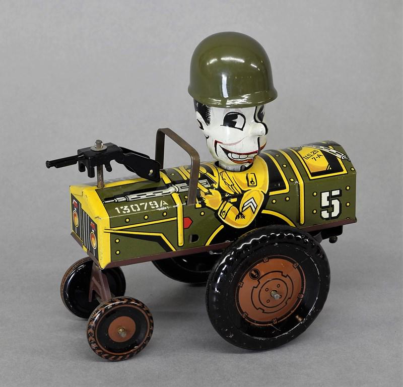 Marx Jolly Joe Jeep Wind-up: Vintage Marx tin litho Jolly Joe Jeep with crazy action 6"L