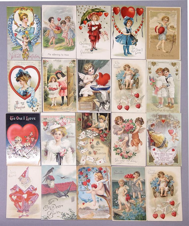 40 Antique Valentine Postcards (1 of 2)