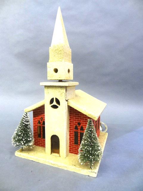 Sparkling Church with Steeple, Musical and Lights Up (1 of 2)