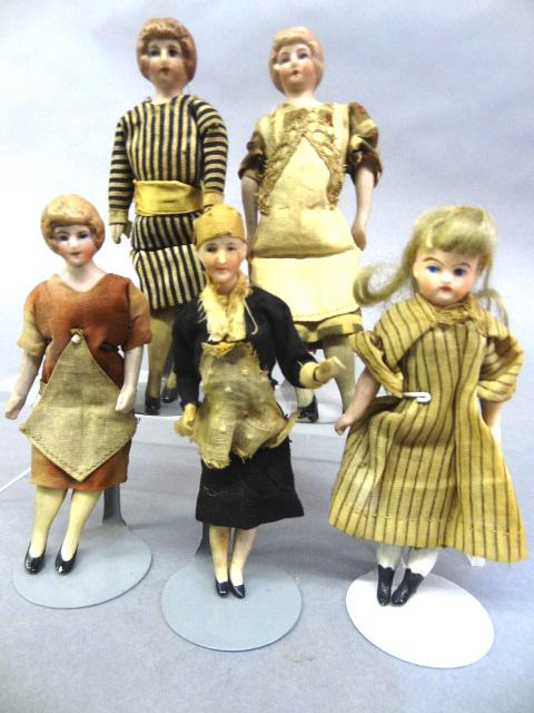 Five Bisque Dollhouse Dolls (1 of 4)