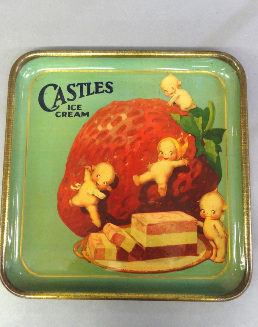 Castles Kewpi Ice Cream Tray: 13 1/4 by 13 1/4 Castles Ice Cream tray all original. Parkner Brawner Co. Washington D.C. 2539