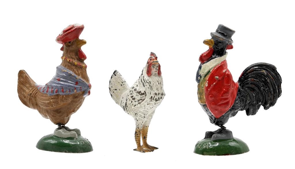 Vintage Vienna Bronze Rooster with Face signed Austria (1 of 3)