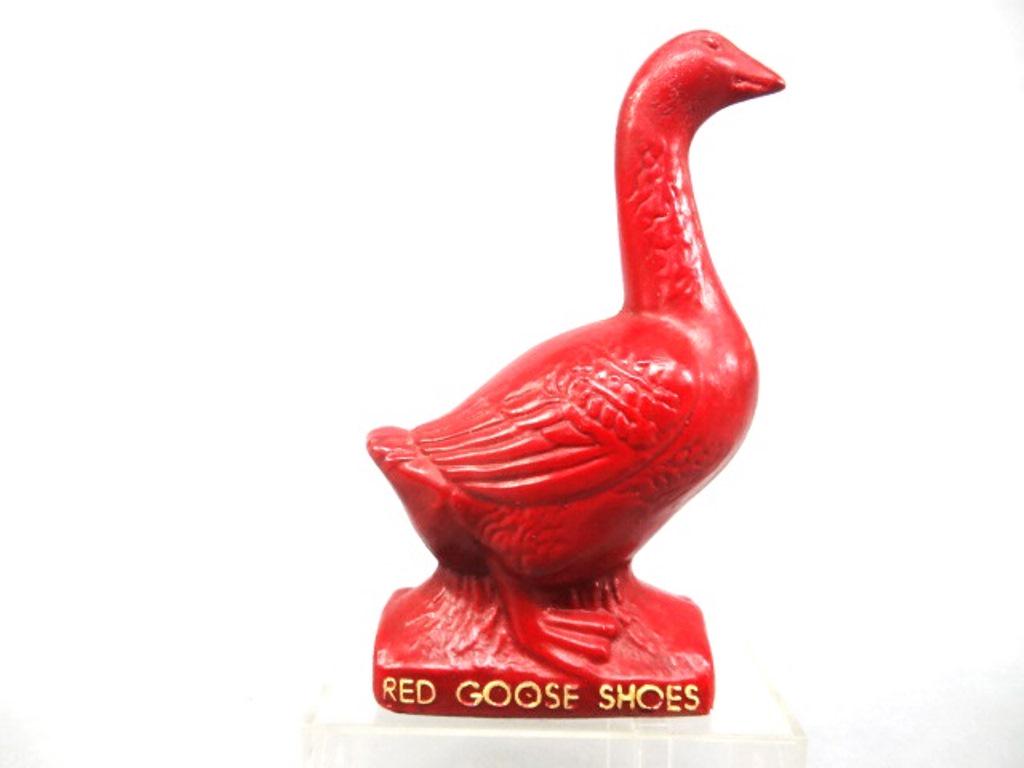 Red Goose Shoes Advertising Figure: Vintage plaster Red Goose Shoes advertising statue 4.75"H