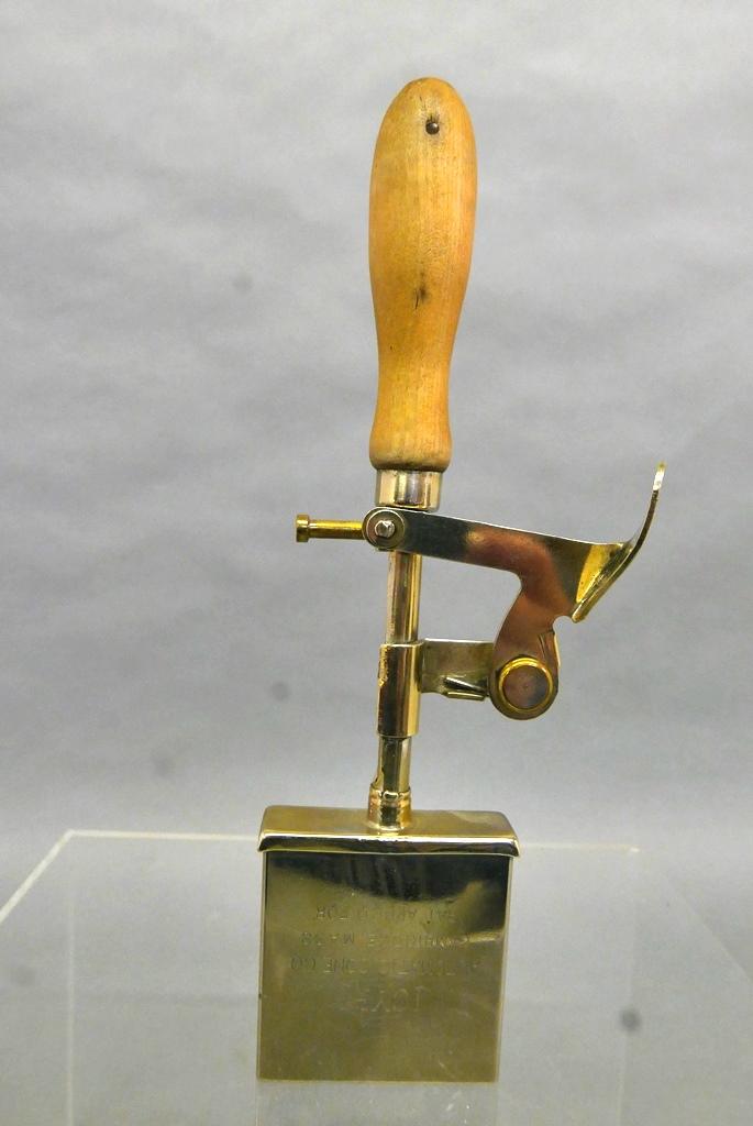 ICYPI Ice Cream Dipper: Vintage ICYPI dipper by Automatic Cone Company used for making ice cream sandwiches, nickel plated brass with a wood handle 10"L