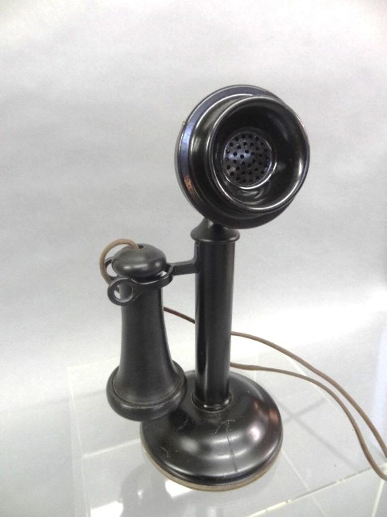 Western Electric Candlestick Phone: Antique candlestick phone, unsigned but attributed to Western Electric, 12"H