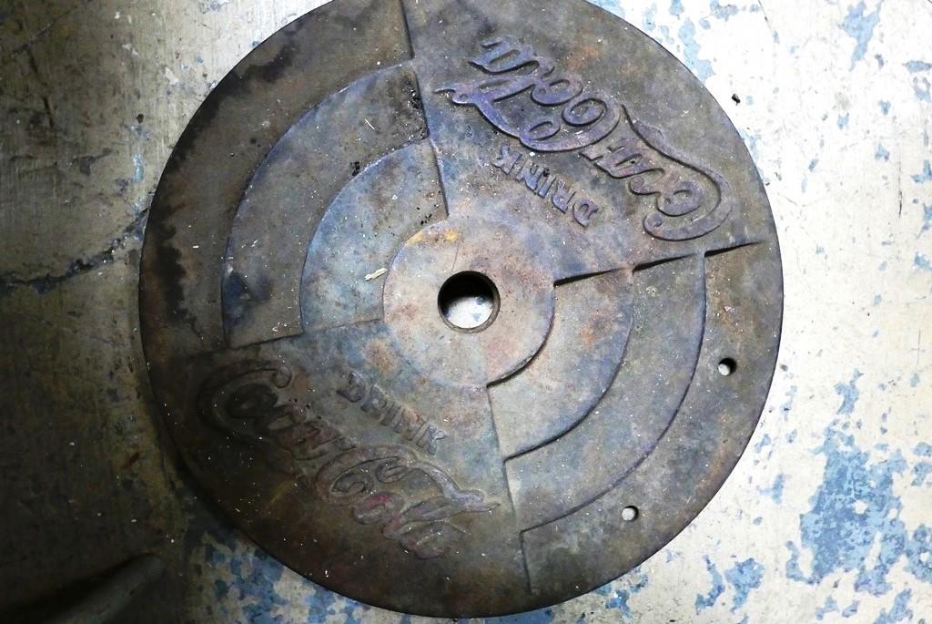 Coca Cola Iron Sign Base: antique cast iron embossed curb side base advertising Coca Cola 22"D