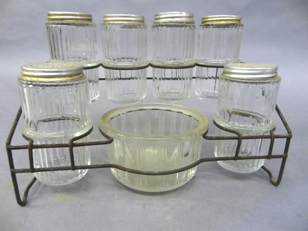Vintage Hoosier Spice Jars & Rack Barnebys