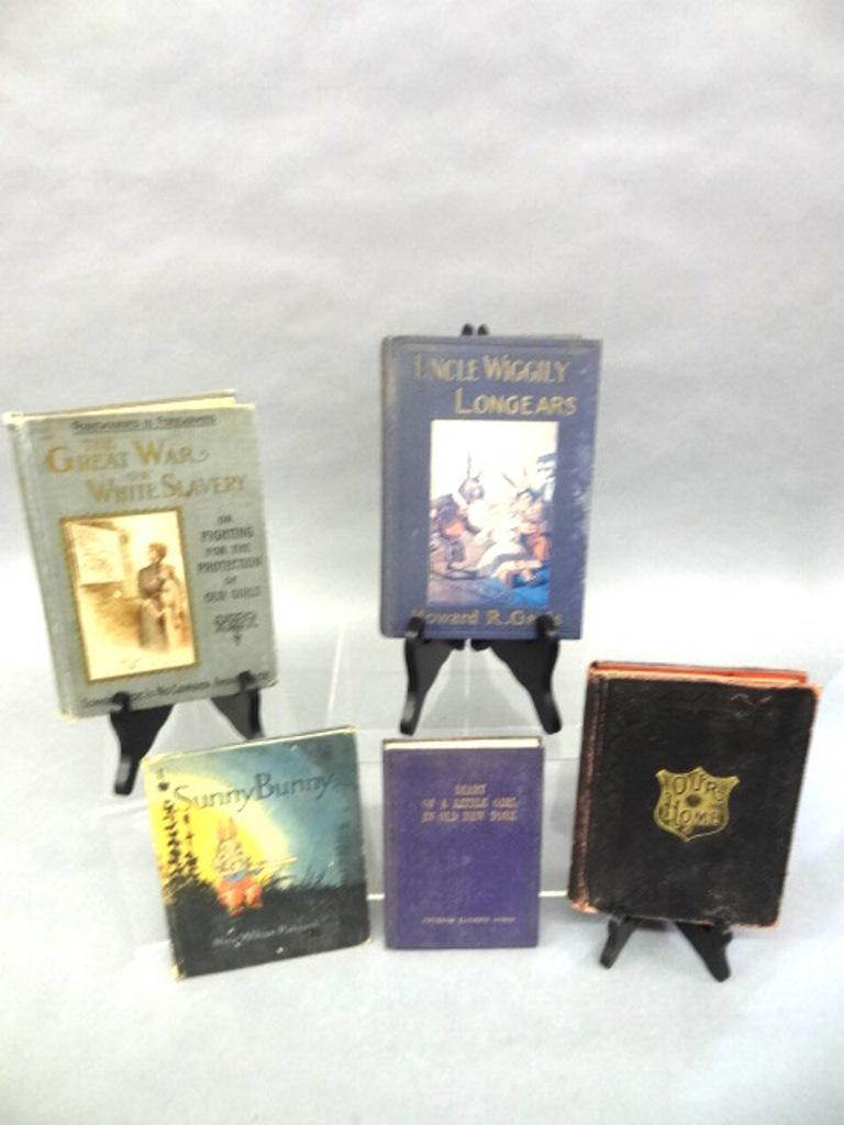 Group of Early Children's Books: Uncle Wiggily Longears by Howard R. Garis 1915, Diary Of A Little Girl In Old New York by Catherine Elizabeth Havens 1920, Our Home by C.E. Sargent 1886, Sunny Bunny by Nina Wilcox Putnam 1918, The Gr