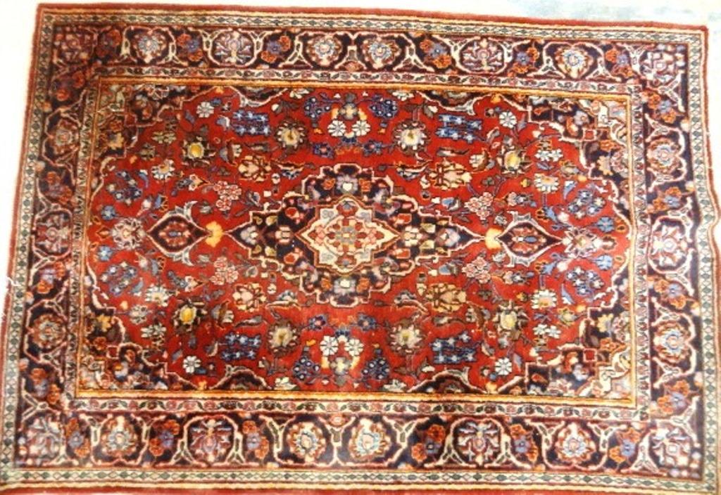 Allen Sarouk Area Rug: Vintage Sarouk area rug, 53" by 78"
