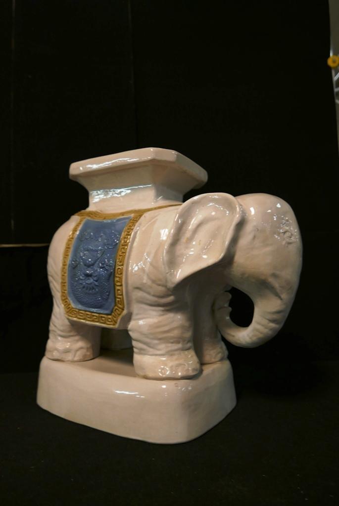 Garden Elephant Seat: Terracotta elephant form garden seat 21"L, 18"H, 10"W