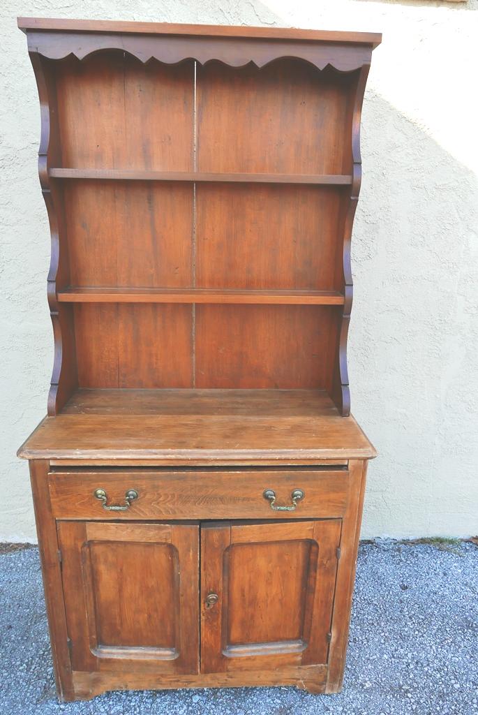 Small Pa. Country Washstand: Small mid 1800's Pa. pine and tulip poplar wash stand, single drawer over double paneled doors covering one shelf, paneled sides, 30"W, 15"D, 27.5"H washstand height base only