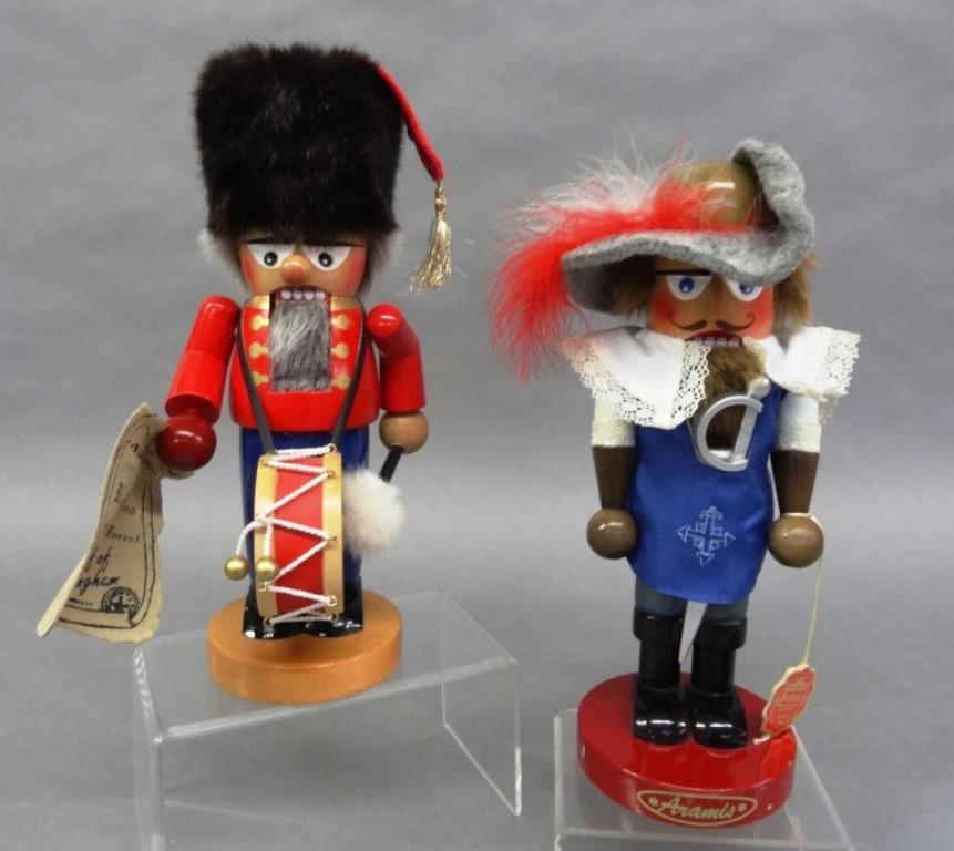 Two Original Steinbach Nutcrackers: Original Steinbach Volkskunst German Aram's Drummer By, Limited Edition Handmaid in German Wooden Figurines 12" both