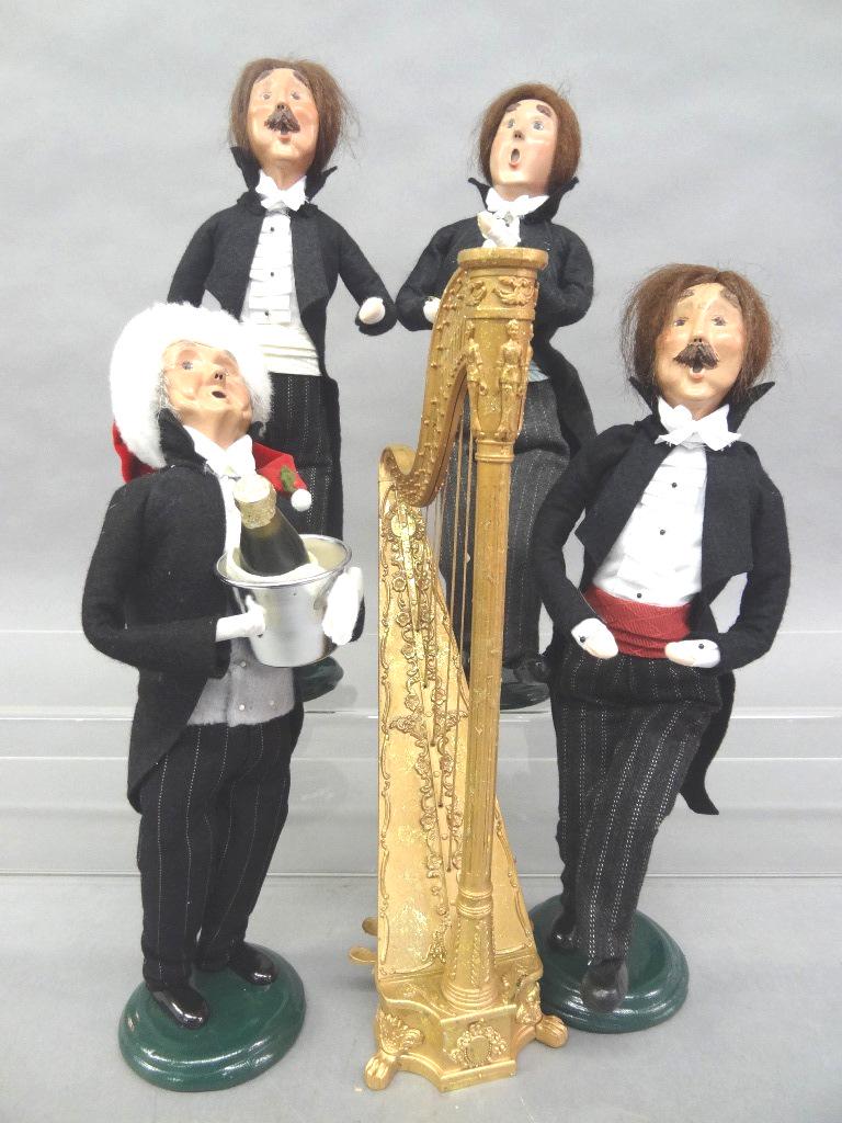 Byers Choice Carolers: Four Byers Choice & Harp, Waiter w/Champagne, Three Black Tie Singers, Harp