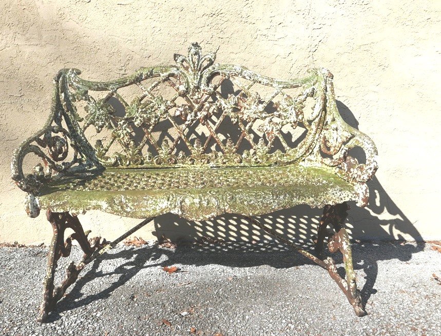Antique Wrought Iron Bench: Antique wrought Iron Bench possible Fisk 34 1/2" Tall, 42" Long, 23 " Deep