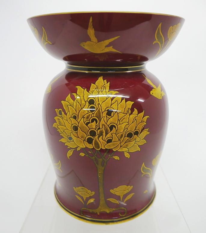 Doulton Antique Burslem Tudor Vase: Antique Doulton Burslem Vase in the Tudor pattern circa 1890's, flowers and birds in flight